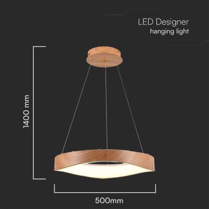 Κρεμαστό φωτιστικό οροφής LED LED/25W/230V 3000K ø 50 cm καφέ