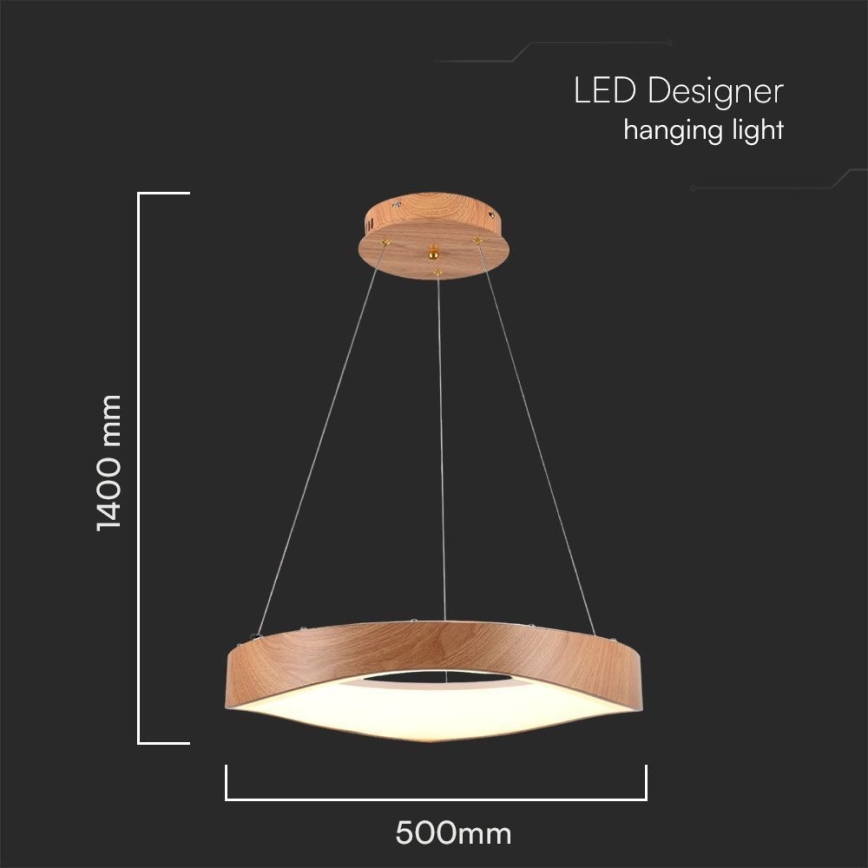 Κρεμαστό φωτιστικό οροφής LED LED/25W/230V 3000K ø 50 cm καφέ