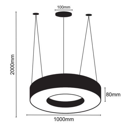 Κρεμαστό φωτιστικό οροφής LED LED/50W/230V 4000K διάμετρος 100 cm μαύρο