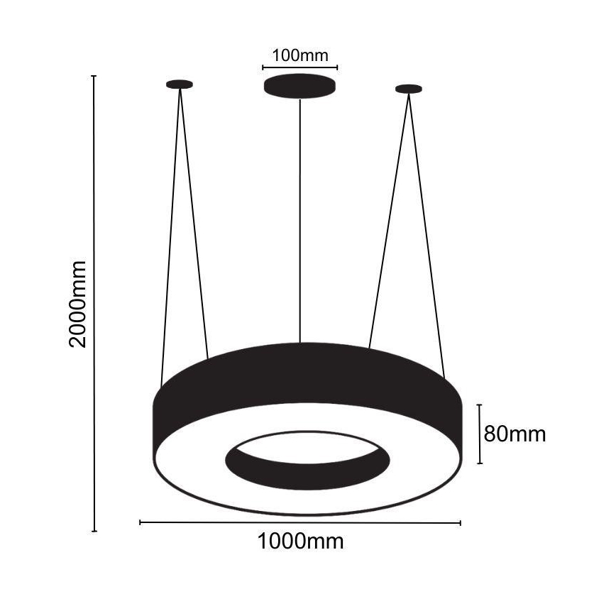 Κρεμαστό φωτιστικό οροφής LED LED/50W/230V 4000K διάμετρος 100 cm μαύρο