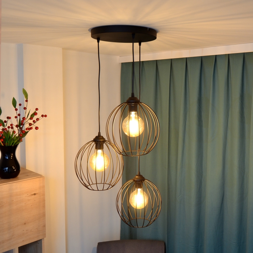 Κρεμαστό φωτιστικό οροφής LED MERCURE 3xE27/15W/230V ø 50 cm μαύρο