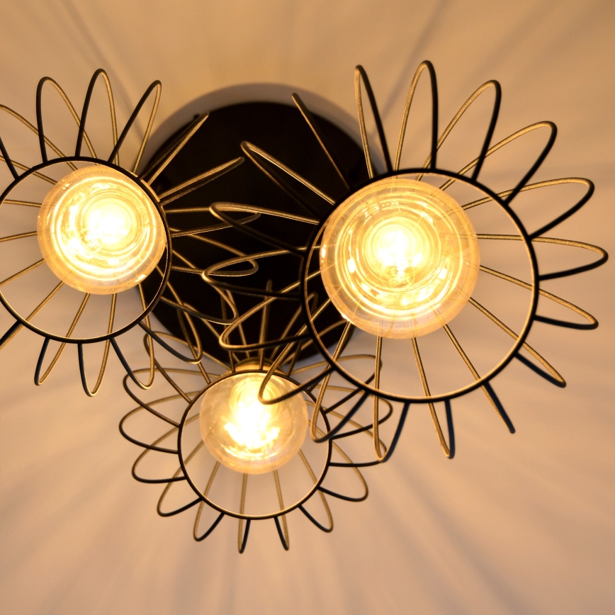Κρεμαστό φωτιστικό οροφής LED MERCURE 3xE27/15W/230V ø 50 cm μαύρο