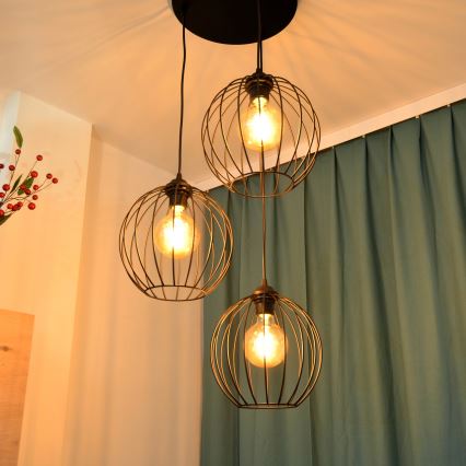 Κρεμαστό φωτιστικό οροφής LED MERCURE 3xE27/15W/230V ø 50 cm μαύρο