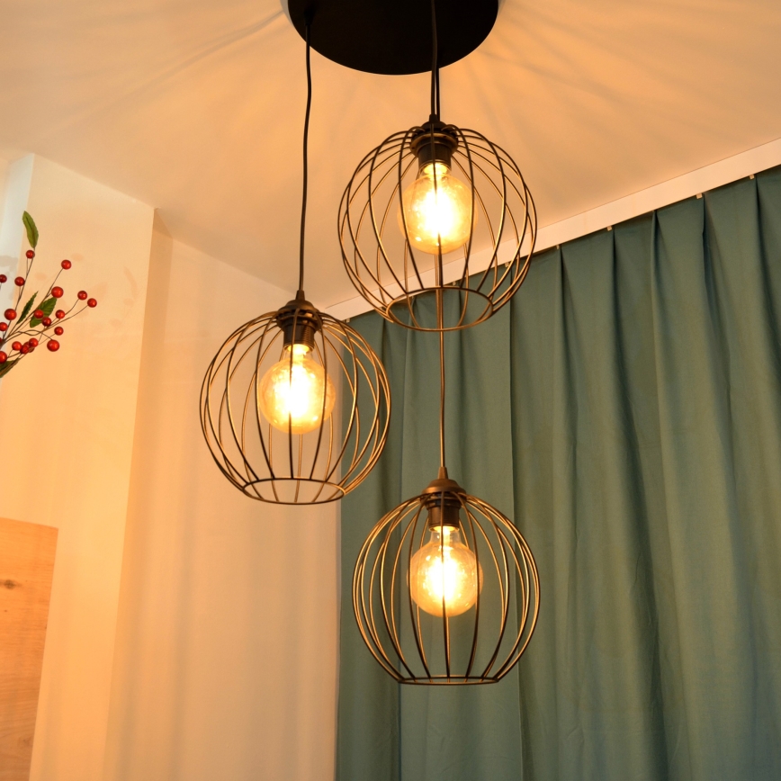 Κρεμαστό φωτιστικό οροφής LED MERCURE 3xE27/15W/230V ø 50 cm μαύρο