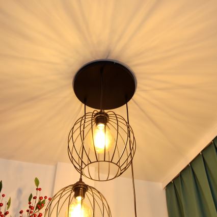 Κρεμαστό φωτιστικό οροφής LED MERCURE 3xE27/15W/230V ø 50 cm μαύρο