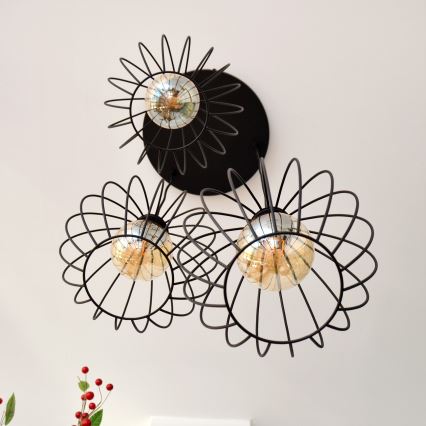 Κρεμαστό φωτιστικό οροφής LED MERCURE 3xE27/15W/230V ø 50 cm μαύρο