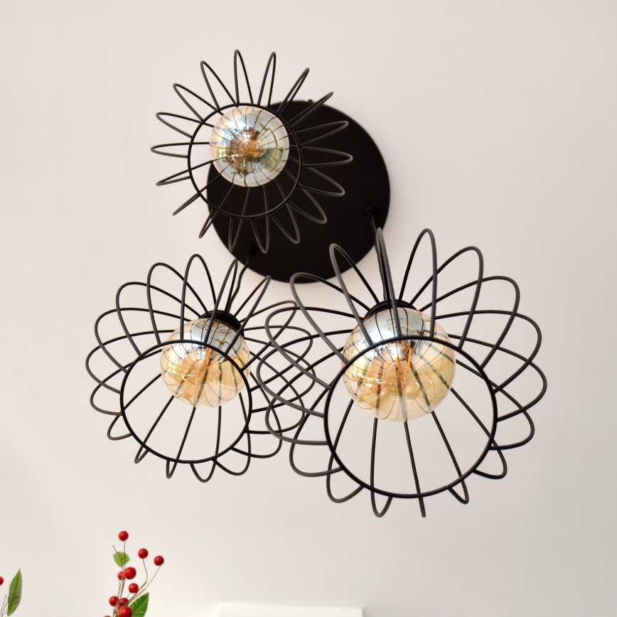 Κρεμαστό φωτιστικό οροφής LED MERCURE 3xE27/15W/230V ø 50 cm μαύρο
