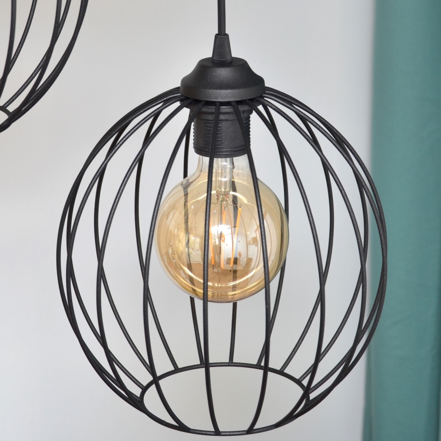 Κρεμαστό φωτιστικό οροφής LED MERCURE 3xE27/15W/230V ø 50 cm μαύρο