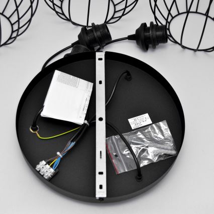 Κρεμαστό φωτιστικό οροφής LED MERCURE 3xE27/15W/230V ø 50 cm μαύρο