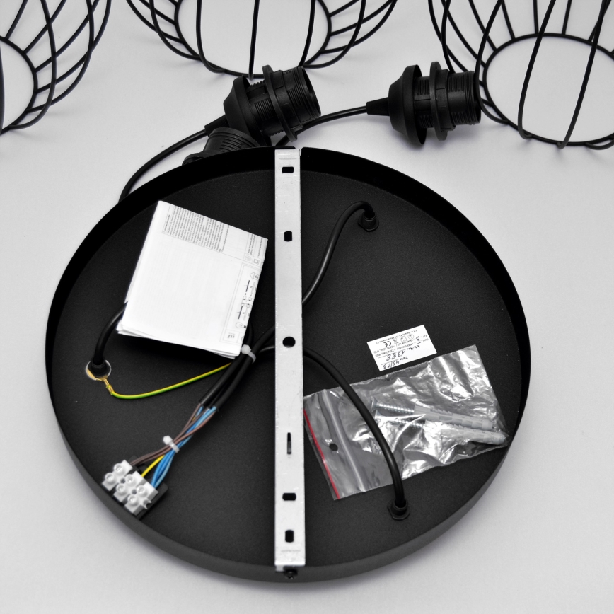 Κρεμαστό φωτιστικό οροφής LED MERCURE 3xE27/15W/230V ø 50 cm μαύρο