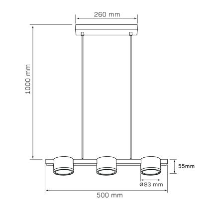 Κρεμαστό φωτιστικό οροφής LED MIRELLA 3xGX53/6W/230V χρυσό/μαύρο