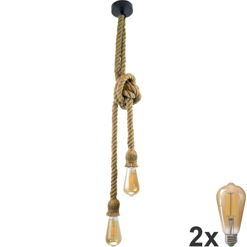 Κρεμαστό φωτιστικό οροφής LED ROPE 2xE27/10W/230V