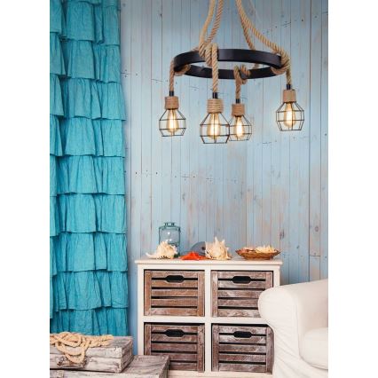 Κρεμαστό φωτιστικό οροφής LED ROPE ALEGRA 4xE27/10W/230V