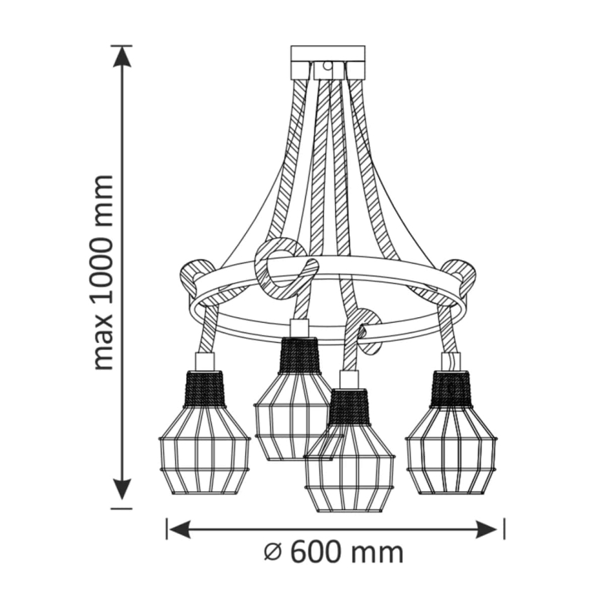 Κρεμαστό φωτιστικό οροφής LED ROPE ALEGRA 4xE27/10W/230V
