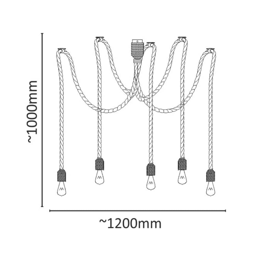 Κρεμαστό φωτιστικό οροφής LED ROPE CASA 5xE27/10W/230V spider