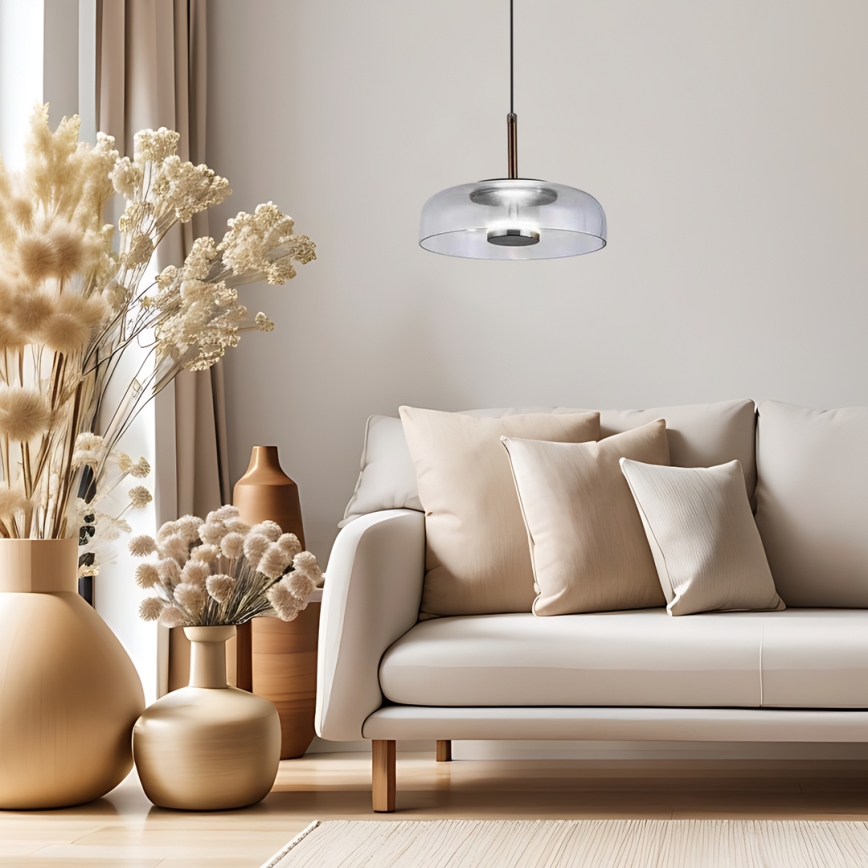 Κρεμαστό φωτιστικό οροφής LED VETRO LED/6W/230V διάμετρος 23 cm γκρι/μαύρο