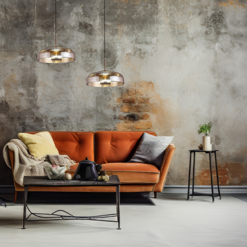 Κρεμαστό φωτιστικό οροφής LED VETRO LED/6W/230V διάμετρος 23 cm μπεζ/μαύρο
