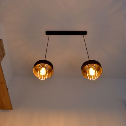 Κρεμαστό φωτιστικό οροφής LED VOLTA 2xE27/15W/230V μαύρο/χρυσαφί