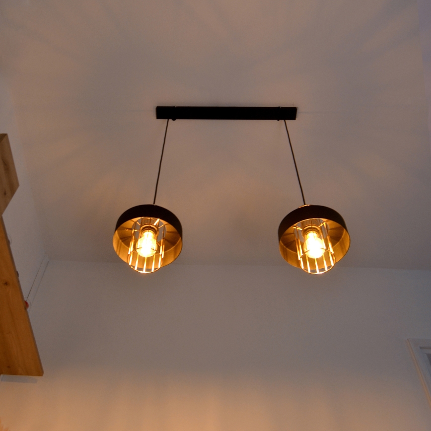 Κρεμαστό φωτιστικό οροφής LED VOLTA 2xE27/15W/230V μαύρο/χρυσαφί