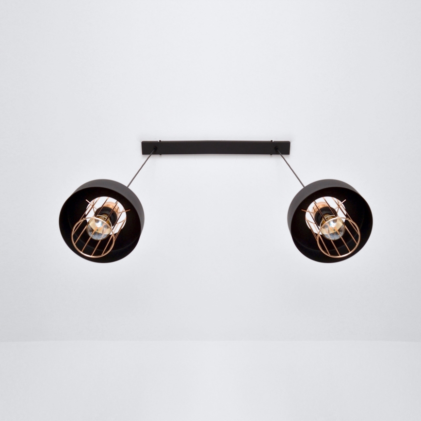 Κρεμαστό φωτιστικό οροφής LED VOLTA 2xE27/15W/230V μαύρο/χρυσαφί