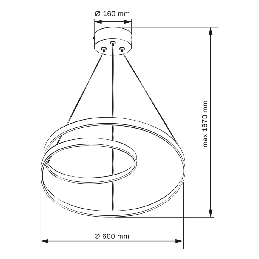 Κρεμαστό φωτιστικό οροφής LED ZEFIRA LED/52W/230V 4000K διάμετρος 60 cm ανθρακί