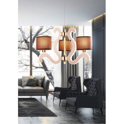 Κρεμαστό φωτιστικό οροφής LED τρίφωτο AMBROSIA 3xE14/40W/230V + LED/18,4W χάλκινο