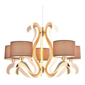 Κρεμαστό φωτιστικό οροφής LED τρίφωτο AMBROSIA 5xE14/40W/230V + LED/43W χάλκινο
