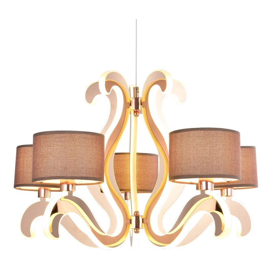 Κρεμαστό φωτιστικό οροφής LED τρίφωτο AMBROSIA 5xE14/40W/230V + LED/43W χάλκινο