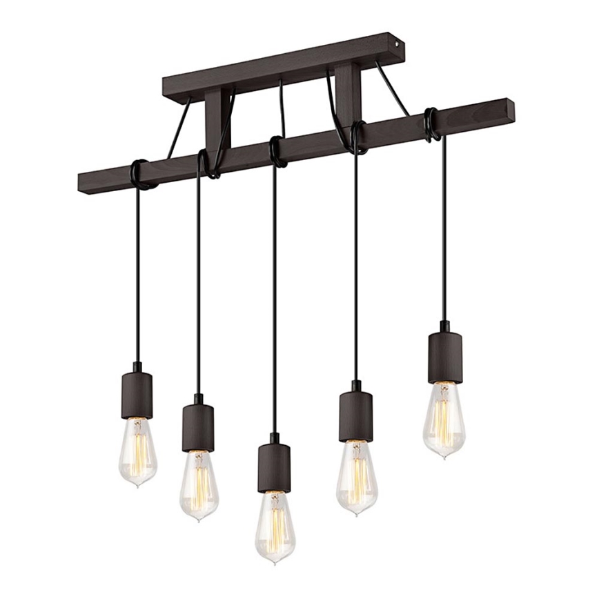 Κρεμαστό φωτιστικό οροφής LEON 5xE27/60W/230V οξιά