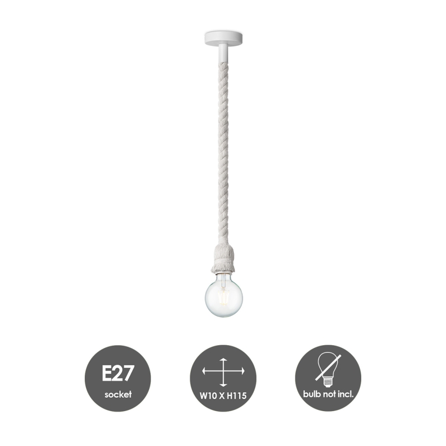 Κρεμαστό φωτιστικό οροφής LEONARDO ROPE 1xE27/10W/230V λευκό