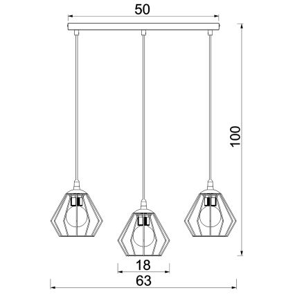 Κρεμαστό φωτιστικό οροφής LETI 3xE27/15W/230W μαύρο