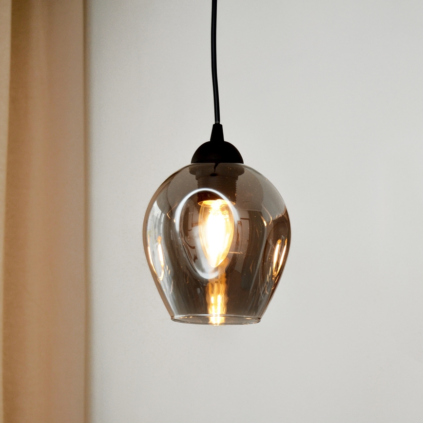 Κρεμαστό φωτιστικό οροφής LILI 1xE27/15W/230V μαύρο/γκρι