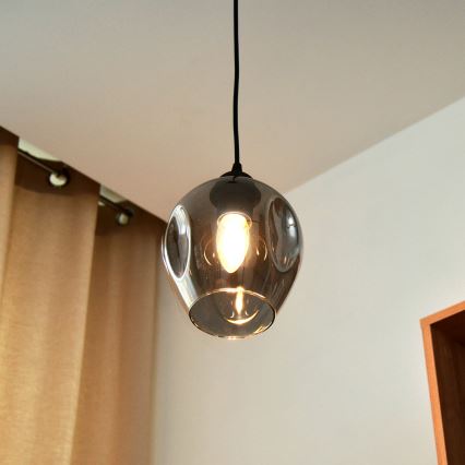 Κρεμαστό φωτιστικό οροφής LILI 1xE27/15W/230V μαύρο/γκρι