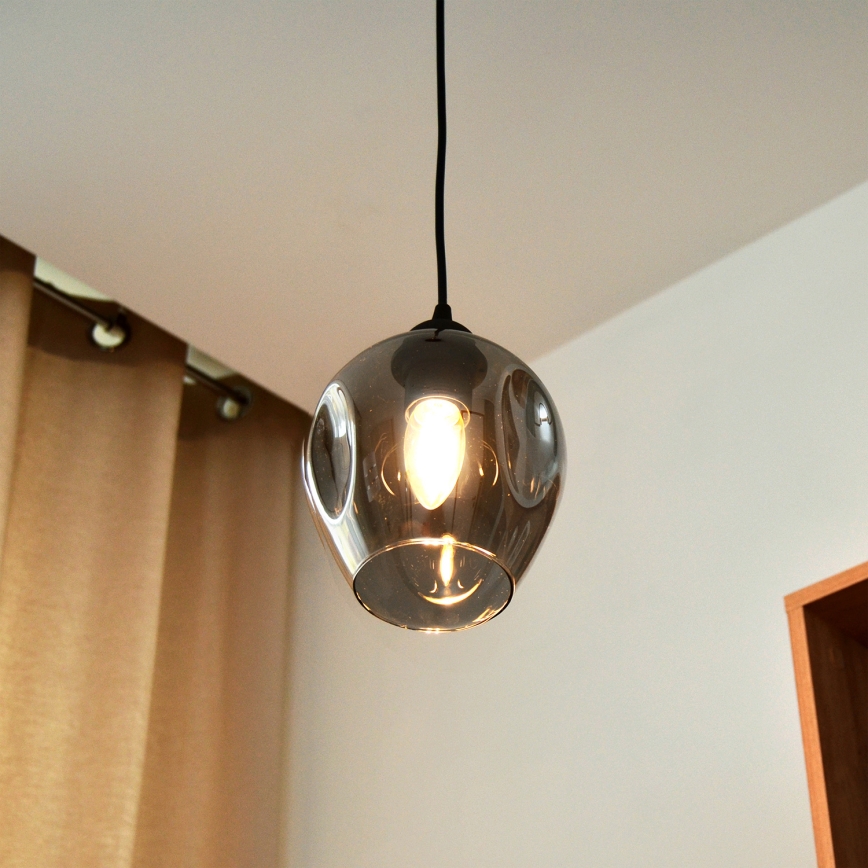 Κρεμαστό φωτιστικό οροφής LILI 1xE27/15W/230V μαύρο/γκρι