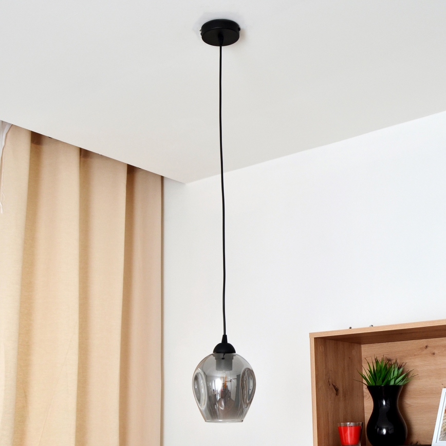 Κρεμαστό φωτιστικό οροφής LILI 1xE27/15W/230V μαύρο/γκρι