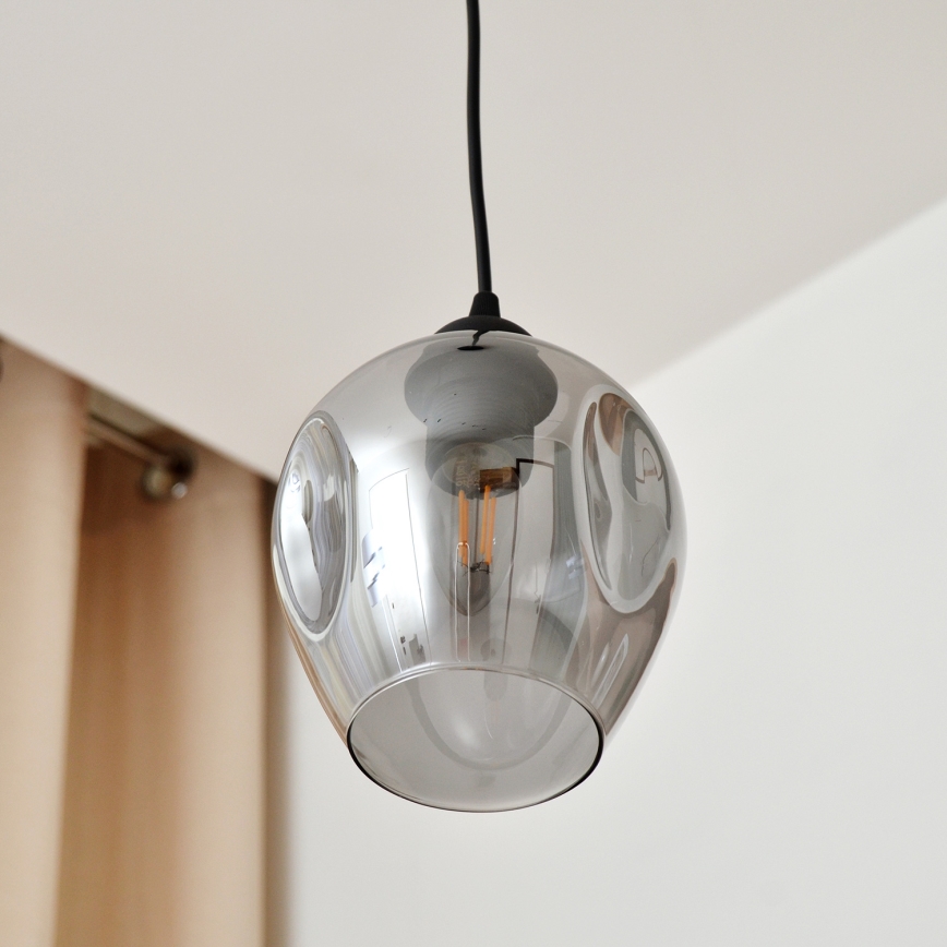 Κρεμαστό φωτιστικό οροφής LILI 1xE27/15W/230V μαύρο/γκρι