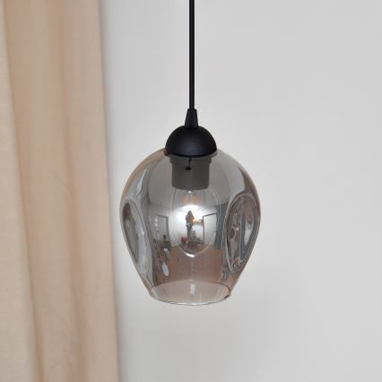 Κρεμαστό φωτιστικό οροφής LILI 1xE27/15W/230V μαύρο/γκρι