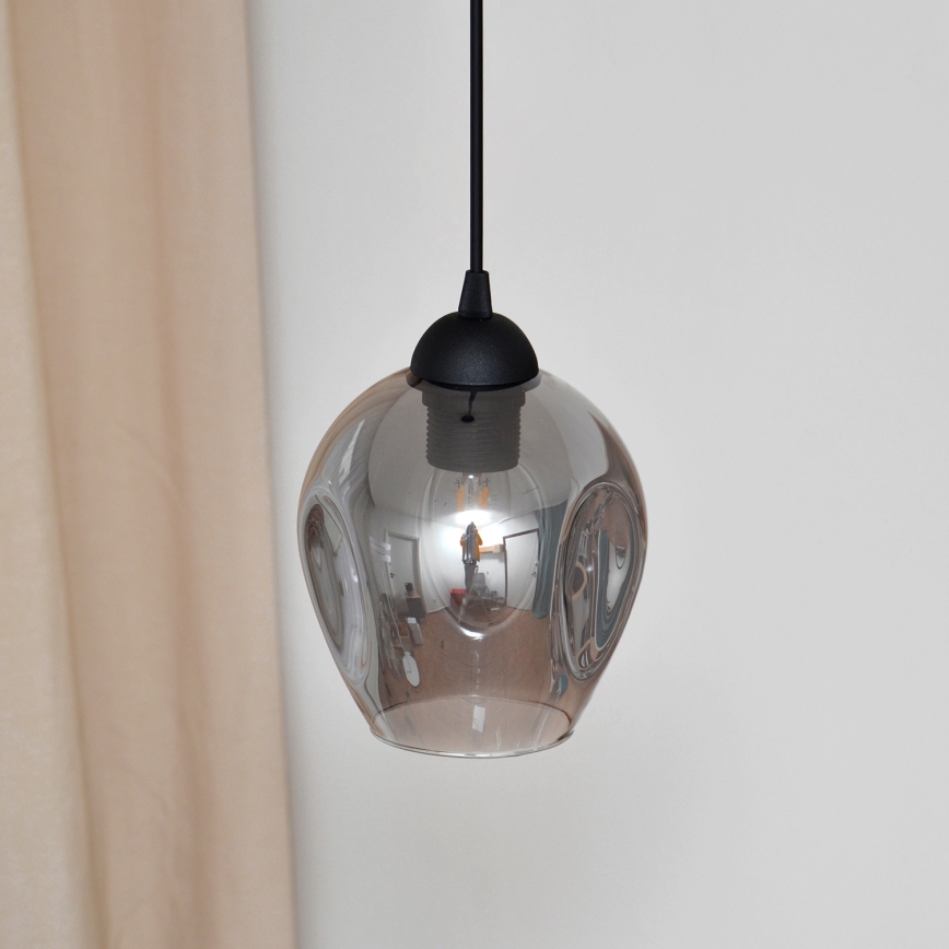 Κρεμαστό φωτιστικό οροφής LILI 1xE27/15W/230V μαύρο/γκρι