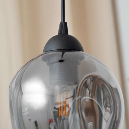 Κρεμαστό φωτιστικό οροφής LILI 1xE27/15W/230V μαύρο/γκρι