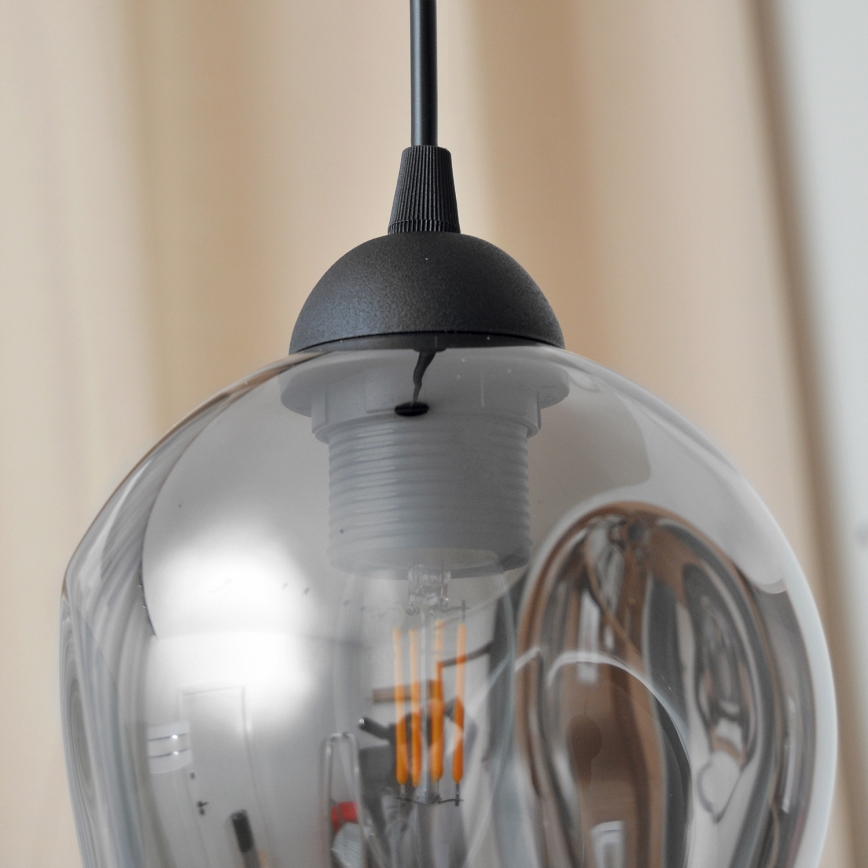 Κρεμαστό φωτιστικό οροφής LILI 1xE27/15W/230V μαύρο/γκρι