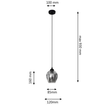 Κρεμαστό φωτιστικό οροφής LILI 1xE27/15W/230V μαύρο/γκρι