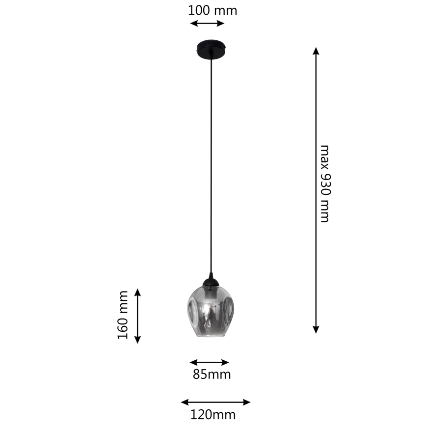 Κρεμαστό φωτιστικό οροφής LILI 1xE27/15W/230V μαύρο/γκρι
