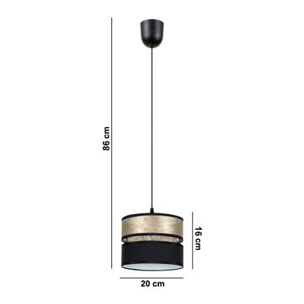 Κρεμαστό φωτιστικό οροφής LIMA 1xE27/60W/230V χρυσαφί/μαύρο