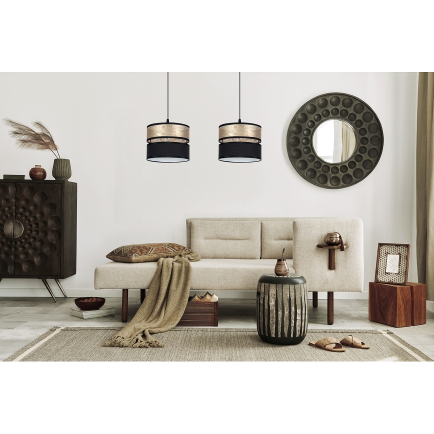 Κρεμαστό φωτιστικό οροφής LIMA 2xE27/60W/230V χρυσαφί/μαύρο