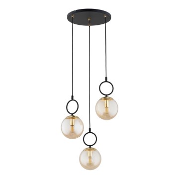 Κρεμαστό φωτιστικό οροφής LISTER 3xE14/10W/230V μαύρο/φιμέ μπεζ