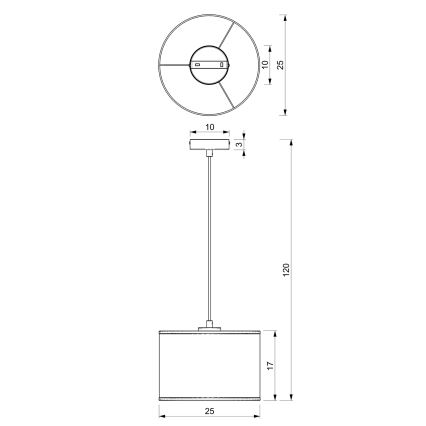 Κρεμαστό φωτιστικό οροφής LOFT SHADE 1xE27/60W/230V διάμετρος 25 cm λευκό/χρυσό