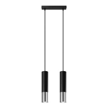 Κρεμαστό φωτιστικό οροφής LOOPEZ 2xGU10/10W/230V μαύρο/γυαλιστερό χρώμιο