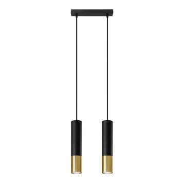 Κρεμαστό φωτιστικό οροφής LOOPEZ 2xGU10/10W/230V μαύρο/χρυσαφί
