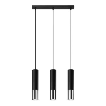 Κρεμαστό φωτιστικό οροφής LOOPEZ 3xGU10/10W/230V μαύρο/γυαλιστερό χρώμιο