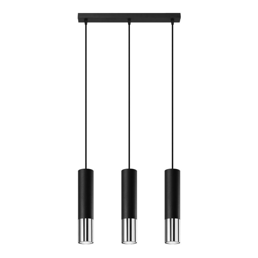 Κρεμαστό φωτιστικό οροφής LOOPEZ 3xGU10/10W/230V μαύρο/γυαλιστερό χρώμιο